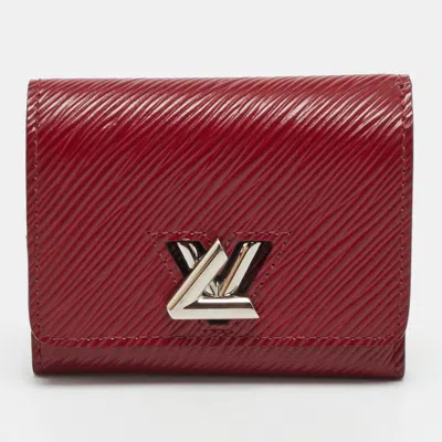 Pre-owned Louis Vuitton Twist Rouge Pomodoro Epi Leather Compact Wallet In Red