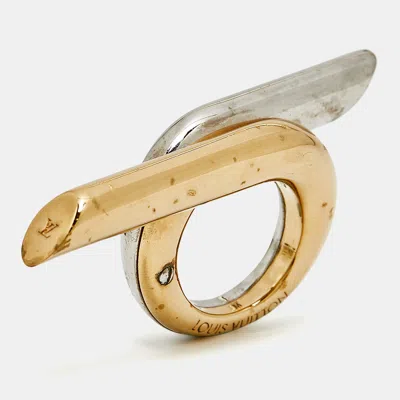 Pre-owned Louis Vuitton Twist Two Tone Metal Ring Size 54