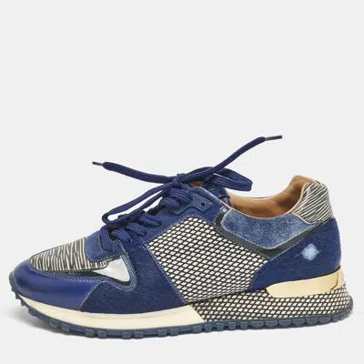 Pre-owned Louis Vuitton Two Tone Leather And Calf Hair Run Away Sneakers Size 35.5