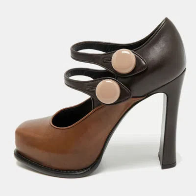 Pre-owned Louis Vuitton Two Tone Leather Mary Jane Platform Pumps Size 37