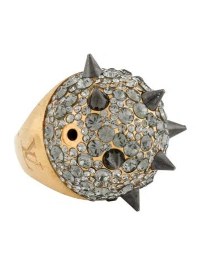 Pre-owned Louis Vuitton Two-tone Crystal Cocktail Ring In Silver