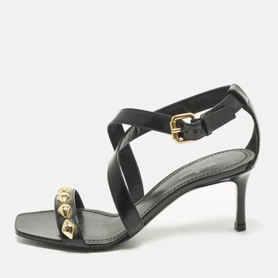 Pre-owned Louis Vuitton Unchain Size 36 Black Leather Ankle Strap Sandals