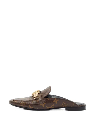 Pre-owned Louis Vuitton Upper Case Monogram Canvas Mules In Brown