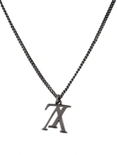 Pre-owned Louis Vuitton Upside Down Lv Pendant Necklace, 21.5" In Multi