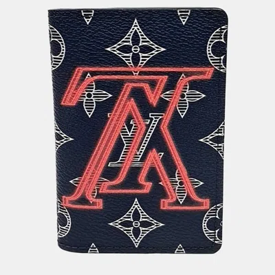 Pre-owned Louis Vuitton Upside-down Card Holder In Navy Blue