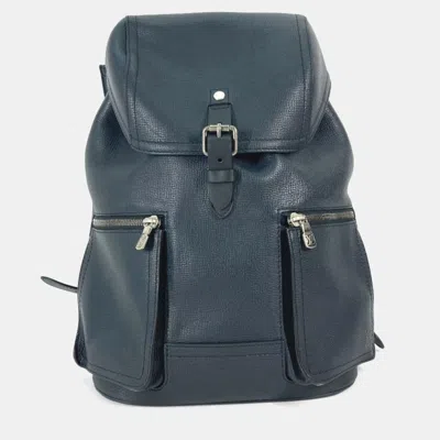 Pre-owned Louis Vuitton Utah Canyon Backpack Leather Blue Marine Navy