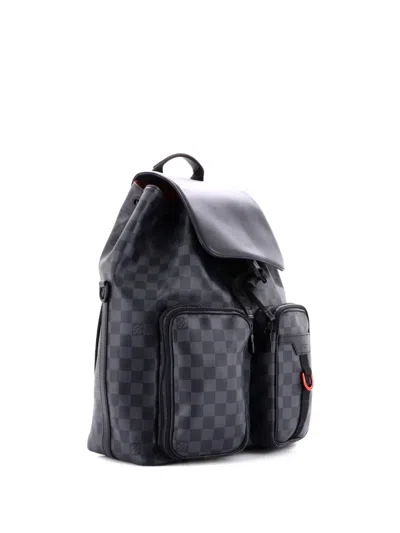 Pre-owned Louis Vuitton Utility Damier Graphite Backpack In Black