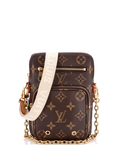 Pre-owned Louis Vuitton Utility Phone Sleeve Bag Monogram Canvas Crossbody Bag In Brown