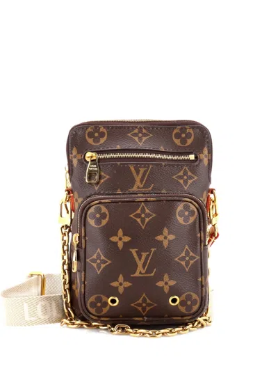 Pre-owned Louis Vuitton Utility Phone Sleeve Bag Monogram Canvas Crossbody Bag In Brown