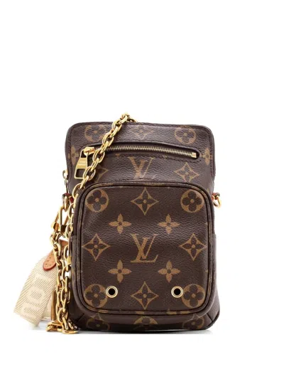 Pre-owned Louis Vuitton Utility Phone Sleeve Bag Monogram Canvas Crossbody Bag In Brown