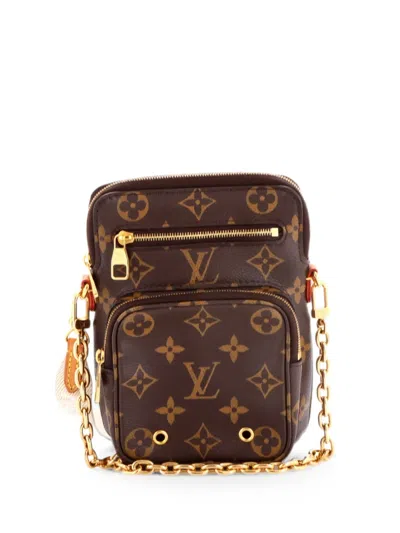Pre-owned Louis Vuitton Utility Phone Sleeve Bag Monogram Canvas Crossbody Bag In Brown