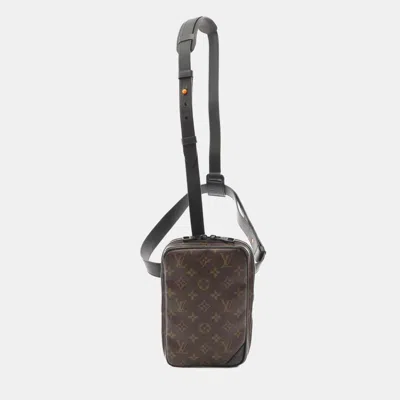Pre-owned Louis Vuitton Utility Side Waist Bag Monogram Solard Ray Brown Black