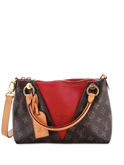 Pre-owned Louis Vuitton V Monogram Canvas And Leather Bb Tote Bag In Brown