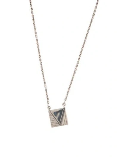 Pre-owned Louis Vuitton V Square Pendant Necklace, 23" In Multi