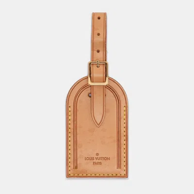 Pre-owned Louis Vuitton Vachetta Leather Luggage Name Tag In Sand