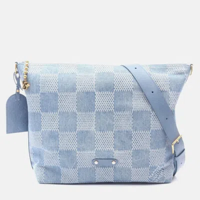 Pre-owned Louis Vuitton Vagabond Hobo Shoulder Bag Denim Leather Blue