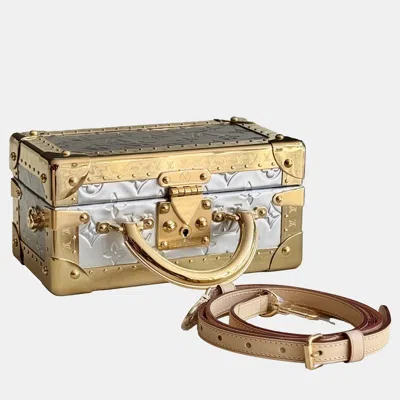 Pre-owned Louis Vuitton Valisette Tresor Sea Gold Sunset White Mini Hard Trunk Runway Piece