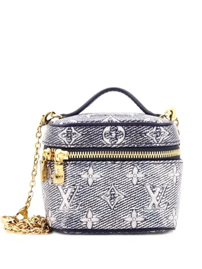 Pre-owned Louis Vuitton Vanity Case Monoglam Jacquard Canvas Micro Satchel In Blue