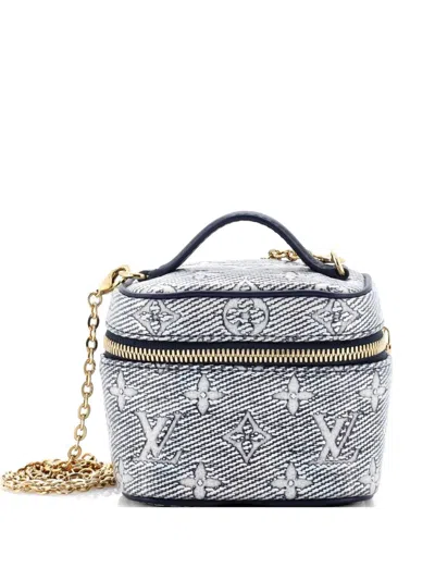 Pre-owned Louis Vuitton Vanity Case Monoglam Jacquard Canvas Micro Satchel In Blue