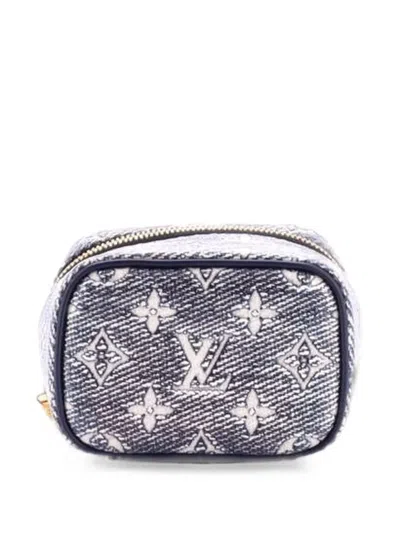 Pre-owned Louis Vuitton Vanity Case Monoglam Jacquard Canvas Micro Satchel In Blue