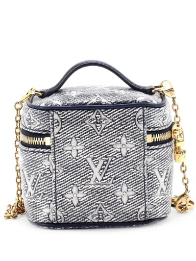 Pre-owned Louis Vuitton Vanity Case Monoglam Jacquard Canvas Micro Satchel In Blue