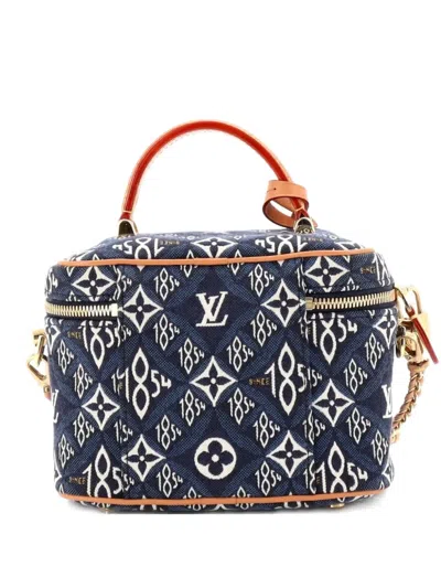Pre-owned Louis Vuitton Vanity Handbag Limited Edition Since 1854 Monogram Jacquard Pm Satchel In Blue