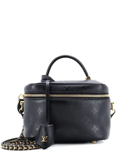 Pre-owned Louis Vuitton Vanity Handbag Monogram Ink Embossed Lambskin Pm Crossbody Bag In Black