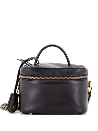Pre-owned Louis Vuitton Vanity Handbag Monogram Ink Embossed Lambskin Pm Crossbody Bag In Black