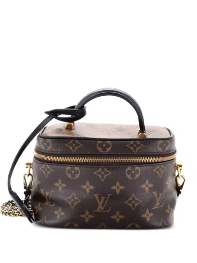 Pre-owned Louis Vuitton Vanity Handbag Reverse Monogram Canvas Pm Satchel In Brown