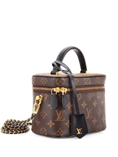 Pre-owned Louis Vuitton Vanity Handbag Reverse Monogram Canvas Pm Satchel In Brown