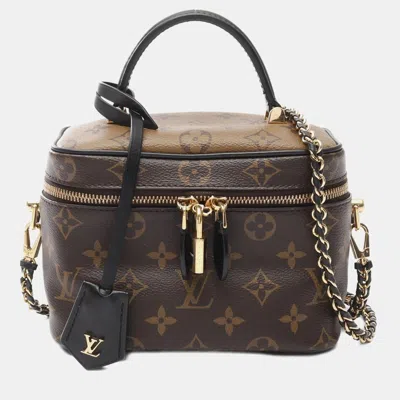 Pre-owned Louis Vuitton Vanity Nv Pm Chain Crossbody Handbag Monogram Reverse In Brown