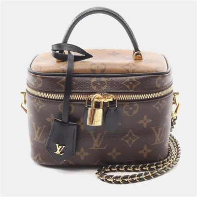 Pre-owned Louis Vuitton Vanity Nv Pm Handbag Coated Canvas Leather Monogram Reverse Brown Black