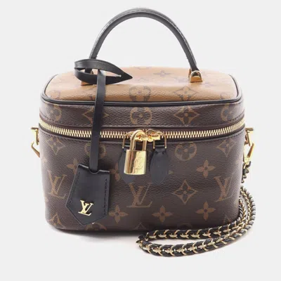 Pre-owned Louis Vuitton Vanity Nv Pm Shoulder Handbag Monogram Reverse Canvas In Brown
