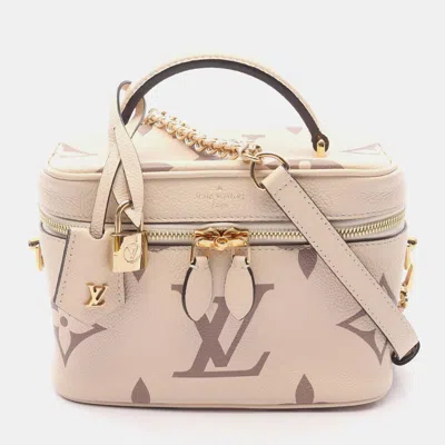 Pre-owned Louis Vuitton Vanity Pm Handbag Monogram Empreinte Creme Bois De Rose In Beige