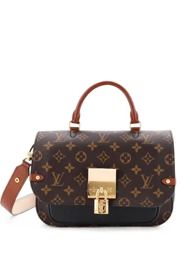Pre-owned Louis Vuitton Vaugirard Handbag Monogram Canvas With Leather Satchel In Black