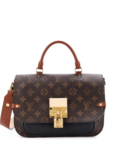 Pre-owned Louis Vuitton Vaugirard Handbag Monogram Canvas With Leather Satchel In Black