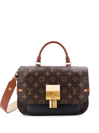 Pre-owned Louis Vuitton Vaugirard Handbag Monogram Canvas With Leather Satchel In Black