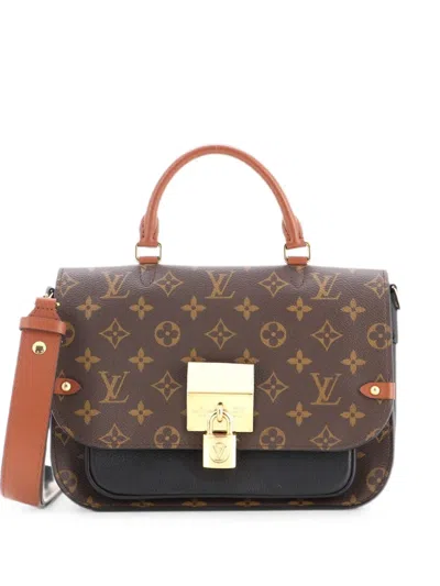 Pre-owned Louis Vuitton Vaugirard Handbag Monogram Canvas With Leather Satchel In Black