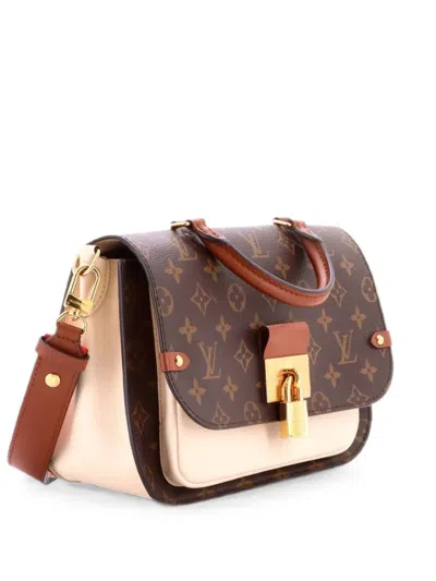 Pre-owned Louis Vuitton Vaugirard Handbag Monogram Canvas With Leather Satchel In Brown
