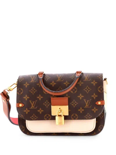 Pre-owned Louis Vuitton Vaugirard Handbag Monogram Canvas With Leather Satchel In Brown