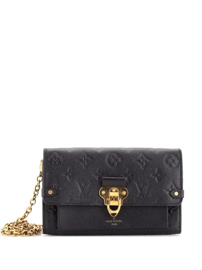 Pre-owned Louis Vuitton Vavin Chain Wallet Monogram Empreinte Leather Clutch Bag In Black