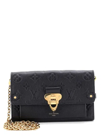 Pre-owned Louis Vuitton Vavin Chain Wallet Monogram Empreinte Leather Clutch Bag In Black