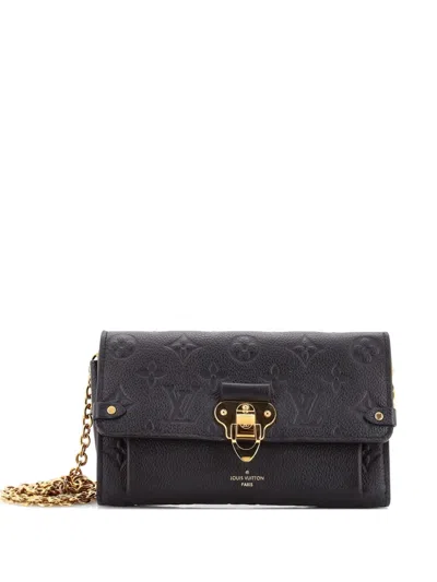 Pre-owned Louis Vuitton Vavin Chain Wallet Monogram Empreinte Leather Clutch Bag In Black