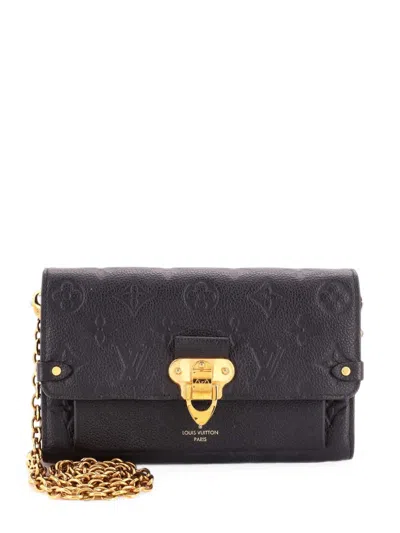 Pre-owned Louis Vuitton Vavin Chain Wallet Monogram Empreinte Leather Clutch Bag In Black