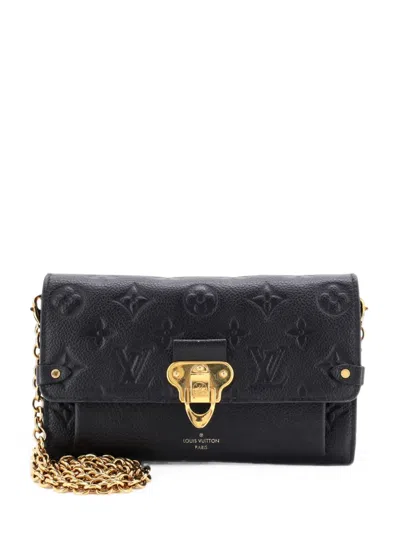 Pre-owned Louis Vuitton Vavin Chain Wallet Monogram Empreinte Leather Clutch Bag In Black