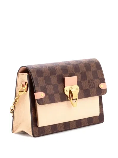 Pre-owned Louis Vuitton Vavin Chain Wallet Nm Damier With Leather Crossbody Bag In Brown