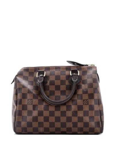 Pre-owned Louis Vuitton Vavin Chain Wallet Nm Damier With Leather Crossbody Bag In Brown