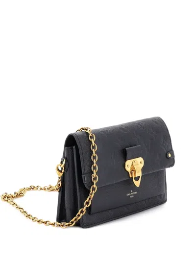 Pre-owned Louis Vuitton Vavin Chain Wallet Nm Monogram Empreinte Leather Crossbody Bag In Black