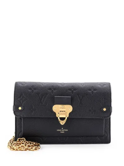 Pre-owned Louis Vuitton Vavin Chain Wallet Nm Monogram Empreinte Leather Crossbody Bag In Black