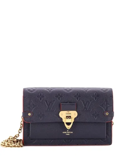 Pre-owned Louis Vuitton Vavin Chain Wallet Nm Monogram Empreinte Leather Crossbody Bag In Blue